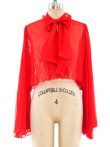 Pleated Scarlet Cropped Chiffon Jacket Jacket arcadeshops.com