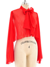 Pleated Scarlet Cropped Chiffon Jacket Jacket arcadeshops.com