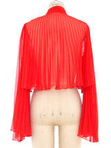 Pleated Scarlet Cropped Chiffon Jacket Jacket arcadeshops.com