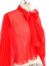 Pleated Scarlet Cropped Chiffon Jacket Jacket arcadeshops.com