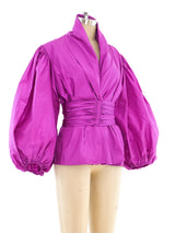 Oscar de la Renta Magenta Balloon Sleeve Top Top arcadeshops.com