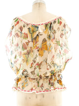 Christian Dior Stamp Printed Chiffon Top Top arcadeshops.com