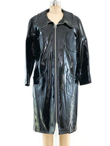 Black Vinyl Zip Front Coat Jacket arcadeshops.com