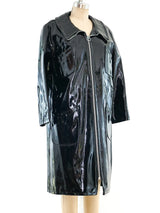 Black Vinyl Zip Front Coat Jacket arcadeshops.com