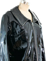 Black Vinyl Zip Front Coat Jacket arcadeshops.com