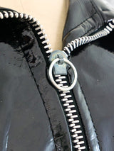 Black Vinyl Zip Front Coat Jacket arcadeshops.com