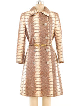 Snakeskin Printed Satin Trench Coat Jacket arcadeshops.com