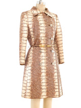 Snakeskin Printed Satin Trench Coat Jacket arcadeshops.com