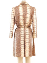Snakeskin Printed Satin Trench Coat Jacket arcadeshops.com