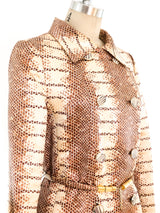 Snakeskin Printed Satin Trench Coat Jacket arcadeshops.com