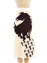 Chloe Horse Printed Silk Skirt Bottom arcadeshops.com