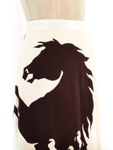 Chloe Horse Printed Silk Skirt Bottom arcadeshops.com