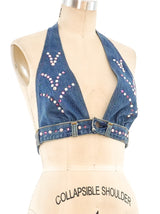 1970's Love Melody Studded Denim Bralette Top arcadeshops.com