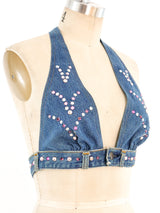 1970's Love Melody Studded Denim Bralette Top arcadeshops.com