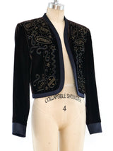 Escada Cropped Velvet Hotel Theme Jacket Jacket arcadeshops.com