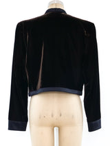 Escada Cropped Velvet Hotel Theme Jacket Jacket arcadeshops.com
