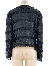 Beaded Fringe Cropped Sequin Jacket Jacket arcadeshops.com