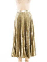Gold Lurex Pleated Midi Skirt Bottom arcadeshops.com