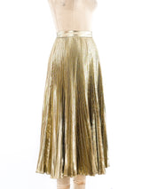 Gold Lurex Pleated Midi Skirt Bottom arcadeshops.com