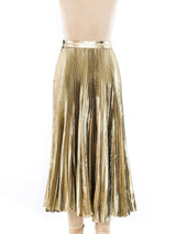 Gold Lurex Pleated Midi Skirt Bottom arcadeshops.com