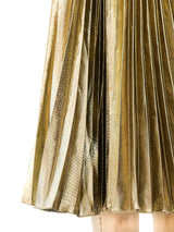 Gold Lurex Pleated Midi Skirt Bottom arcadeshops.com