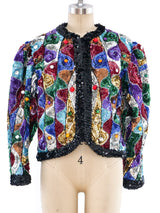 Rainbow Sequin Cropped Jacket Jacket arcadeshops.com