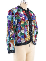 Rainbow Sequin Cropped Jacket Jacket arcadeshops.com
