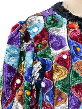 Rainbow Sequin Cropped Jacket Jacket arcadeshops.com
