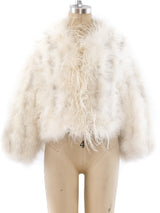 Cropped White Marabou Feather Jacket Jacket arcadeshops.com