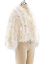 Cropped White Marabou Feather Jacket Jacket arcadeshops.com
