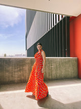 Floral Ruffled Halter Maxi Dress Dress arcadeshops.com