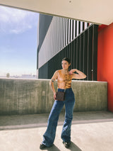 Patchwork Flared Denim Bottom arcadeshops.com