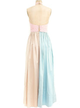 Bill Blass Pastel Polka Dot Halter Gown Dress arcadeshops.com