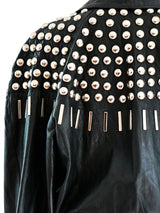 Black Studded Leather Jacket Jacket arcadeshops.com