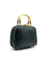 Black Wicker Top Handle Bag Accessory arcadeshops.com