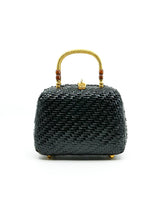 Black Wicker Top Handle Bag Accessory arcadeshops.com