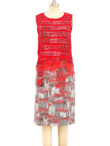 Bottega Veneta Painted Silk Dress with Crochet Overlay Dress arcadeshops.com