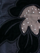 Ruched Floral Applique Gown Dress arcadeshops.com