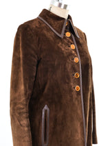 Gucci Chocolate Suede Coat Outerwear arcadeshops.com