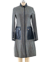 Gucci Leather Trimmed Tweed Coat Outerwear arcadeshops.com