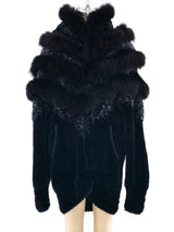 Chevron Hand Knit Fur Jacket Outerwear arcadeshops.com