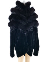 Chevron Hand Knit Fur Jacket Outerwear arcadeshops.com