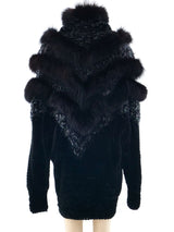 Chevron Hand Knit Fur Jacket Outerwear arcadeshops.com