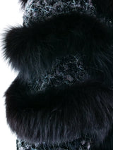 Chevron Hand Knit Fur Jacket Outerwear arcadeshops.com