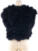 Black Marabou Feather Sleeveless Jacket Jacket arcadeshops.com