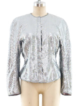 Embellished Metallic Silver Lamé Jacket Jacket arcadeshops.com