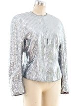 Embellished Metallic Silver Lamé Jacket Jacket arcadeshops.com