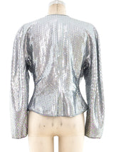 Embellished Metallic Silver Lamé Jacket Jacket arcadeshops.com