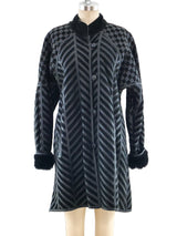 Black Chevron Shearling Coat Outerwear arcadeshops.com