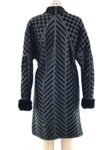 Black Chevron Shearling Coat Outerwear arcadeshops.com